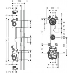 Axor Hansgrohe Citterio E module TH enc.38x12 3 cons