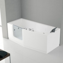Novellini  iris baignoire à porte  160x70 droite whirpool avec télécommande touch screen   1 tablier finition chrome
