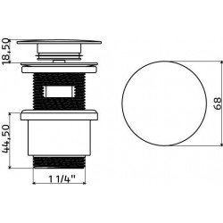 clou InBe bonde stop/go avec couvercle plat et trop-plein, rond, chrome. Convient pour tout type courant de lavabo: IB/06.51003