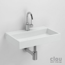 clou Mini Wash Me Plus fontein met kraangat, zonder plug, wit keramiek. Wandhangend en als opzetfontein te monteren. Spe-CL/03.0