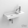 clou Mini Wash Me lave-mains avec trou pour robinet, sans bonde, à droite, céramique blanche. À suspendre ou à poser. Il: CL/03.