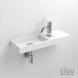 clou Mini Wash Me lave-mains avec trou pour robinet, sans bonde, à droite, céramique blanche. À suspendre ou à poser. Il: CL/03.