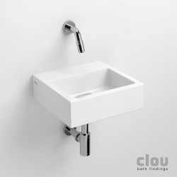 clou Flush 1 lave-mains sans trou pour robinet, avec bonde libre, céramique blanche: CL/03.03011