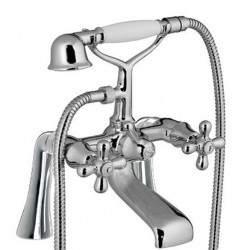 PONSI Viareggio Melangeur baignoire à monter sur le bain avec douchette à main et flexible polished: BTVIALVA05