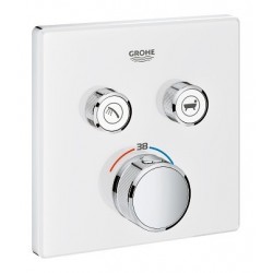 Grohe SmartControl thermostat encastré, 2 sorties, carré, verre Moon White: 29156LS0