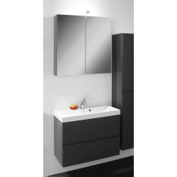 Banio Roxanna Set 80cm anthracite avec sous-meuble/tablette/armoire de toilette/éclairage