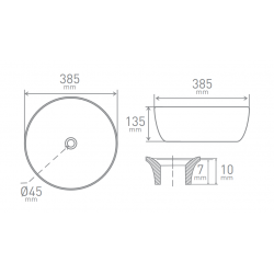 Banio Design-Adonit vasque à poser Ronde de 38.5 cm en céramique | Banio