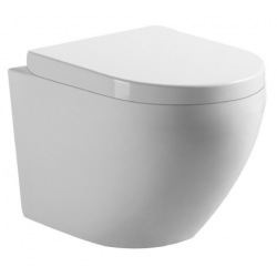 WC suspendu compact Rimless  Fixation invisible Blanc Banio-gary