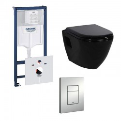 Grohe Pack Rapid SL avec Toilette suspendu Design Noir - Banio