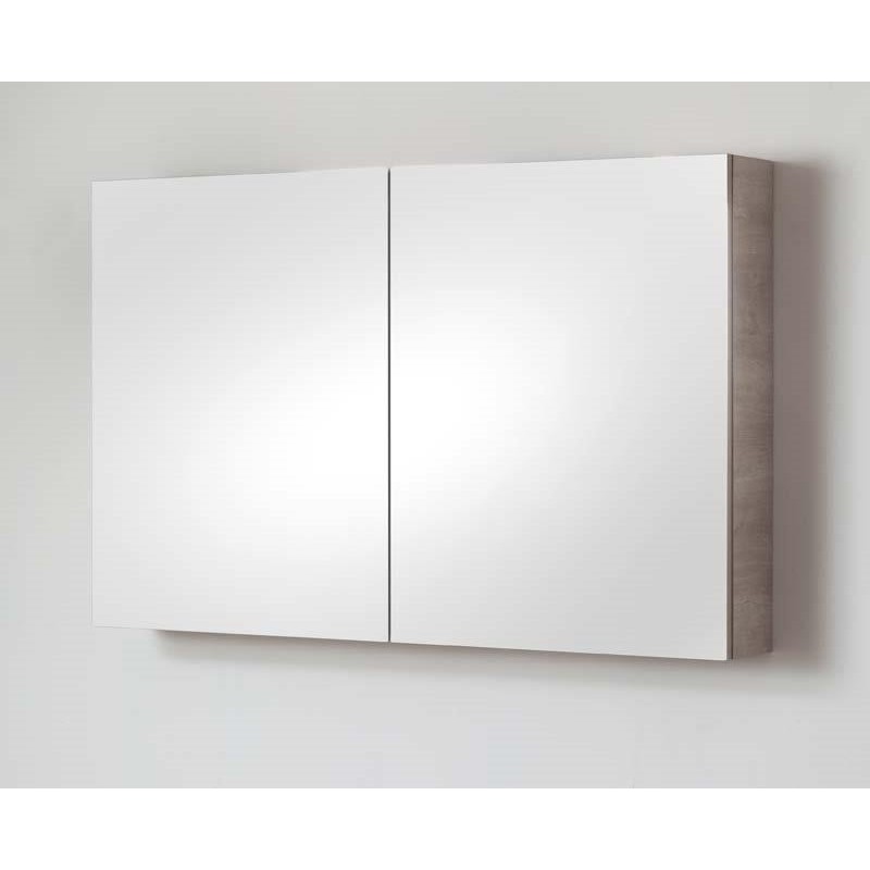 Miroir avec armoire pour meuble de salle de bain Banio-Dante Chêne look beton - 67x140x15 cm