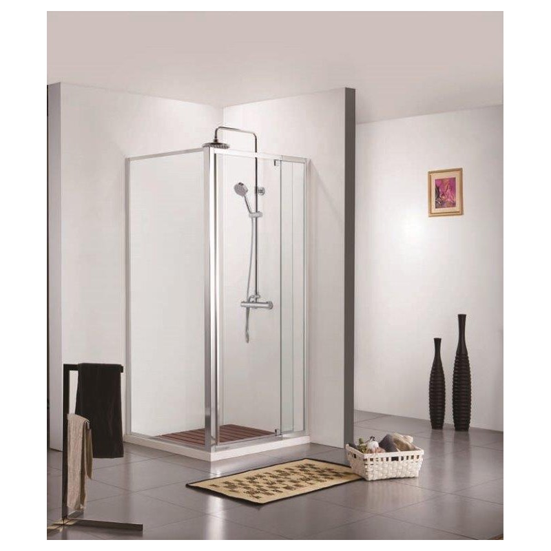 Porte de douche avec paroi de douche Banio-Urian Chromé - 90x90 cm