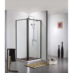 Porte de douche avec paroi de douche Banio-Urian Noir - 120x90 cm