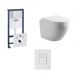 Grohe Pack wc suspendu rimless blanc avec Grohe Rapid SL et touche blanc Complet