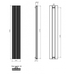Radiator Banio-Robyn zwart Hoogte 180 cm Breedte 28 cm
