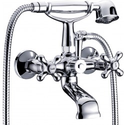 Badona Robinet de bain/douche avec douchette et flexible complet - Chrome