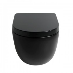 Banio-Gary WC suspendu compact sans bride avec abattant softclose et easyrelease - Noir brillant