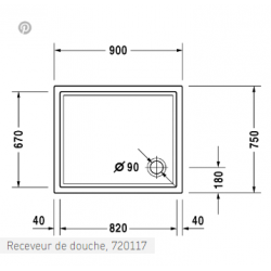 Duravit Starck Receveur rectangulaire Slimline 90x75 cm Blanc - Banio