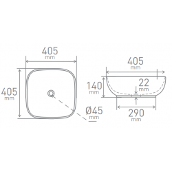 Design Anubit Opbouw wastafel Vierkant 405 - Wit | Banio badkamer