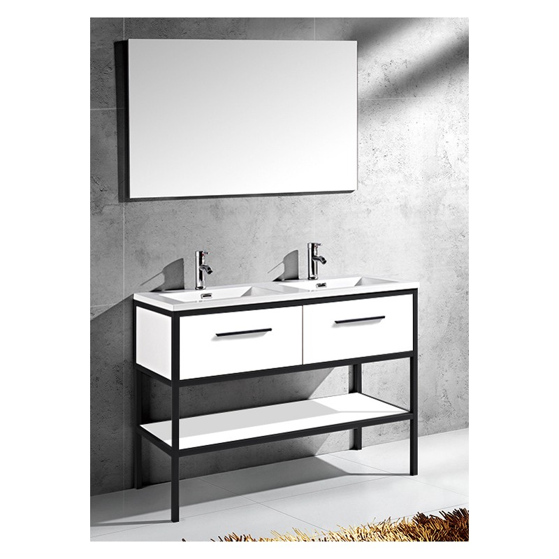 Banio Design Angelo Meuble salle de bain 120 cm - Blanc/Noir | Banio