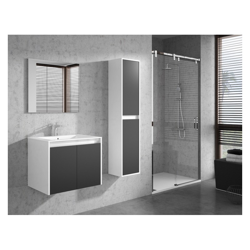 Banio Design Felino Meuble salle de bain complet - Blanc/Gris | Banio