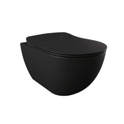Banio Hangtoilet Rimless met zitting - Mat zwart | Banio badkamer