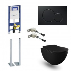 Geberit Pack Banio Design Hangtoilet Systemfix zwart mat en zwarte toets | Banio