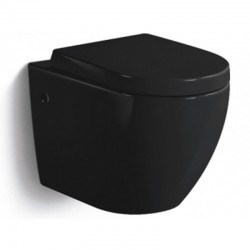 Geberit autoportant Pack WC suspendu Banio-Gary Noir brillant Compact avec duofix et abattant soft-close + touche noir complet