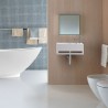 Banio solid surface lave-mains porte serviettes blanc avec trou robinet droite 35.8x20.5x15.7cm