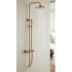 Banio colonne de douche cuivre complète tête de douche 20 cm avec robinet thermostatique cuivre brossé