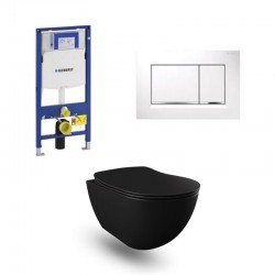 Geberit Duofix pack WC cuvette suspendu rimless noir mat et touche blanc complet