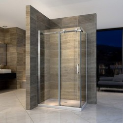 Banio paroi de douche et porte de douche coulissante avec verre securit 8mm 90x160x195cm - chrome