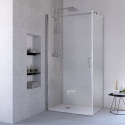 Ponsi paroi de douche et porte de douche pivotante avec verre securit 6mm 89-92x86,5-88x195cm - chrome