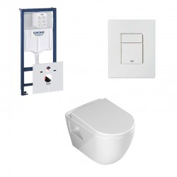 Grohe Rapid SL pack WC suspendu Banio design avec abattant soft-close et plaque de commande blanche