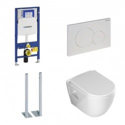 Geberit Duofix autoportant pack WC suspendu Banio design avec abattant soft-close et plaque de commande blanche