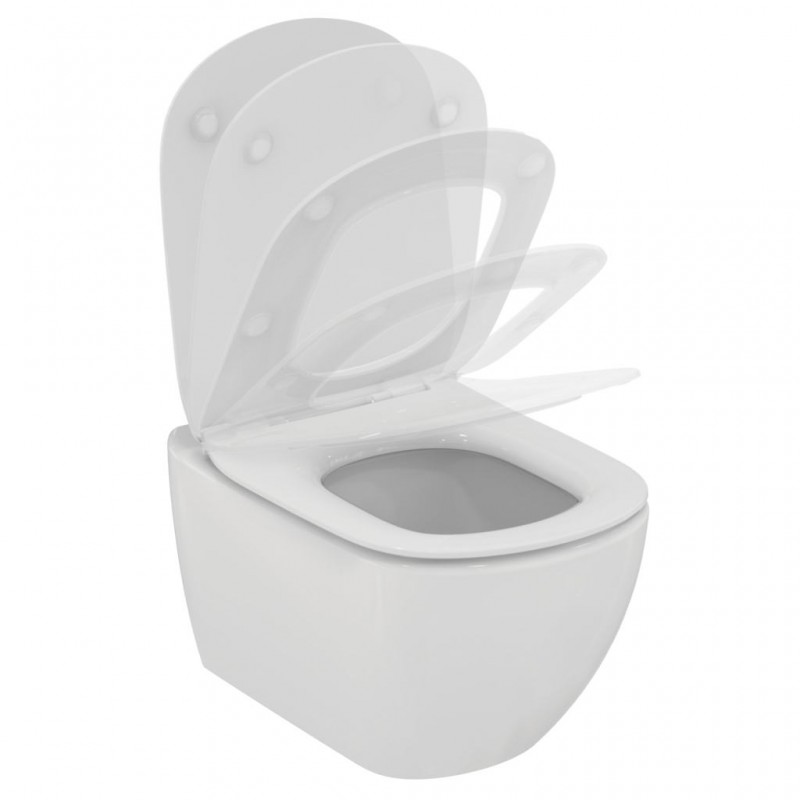 Ideal standard Tesi  PACK WC suspendu AquaBlade® avec Abattant et couvercle slow closing sandwich, fixation invisible (set de fi