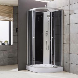 cabine de douche Banio 90x90cm quart de rond avec jets + douche pluie 4mm verre de sécurité