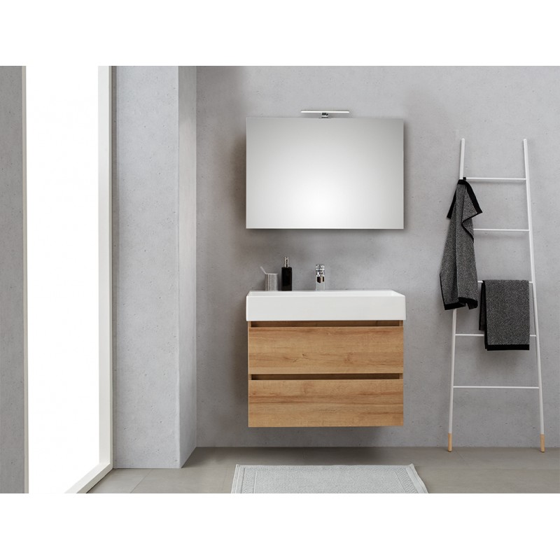 Pelipal meuble de salle de bain avec miroir Bali80 - chêne clair