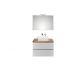 Pelipal badkamermeubel met spiegel en opbouwwastafel BaliHPL80 - wit/licht eiken
