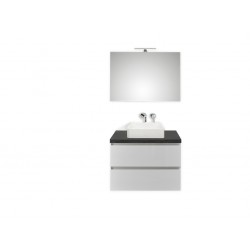 Pelipal badkamermeubel met spiegel en opbouwwastafel BaliHPL80 - wit/zwart schiefer