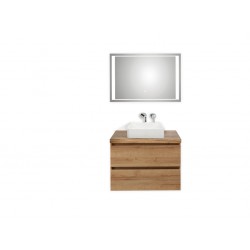 Pelipal meuble de salle de bain avec miroir de luxe et vasque à poser BaliHPL80 - chêne clair