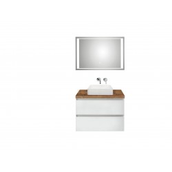 Pelipal badkamermeubel met luxe spiegel en opbouwwastafel BaliHPL80 - wit/ribbeck eiken