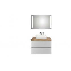 Pelipal badkamermeubel met luxe spiegel en opbouwwastafel BaliHPL80 - wit/licht eiken
