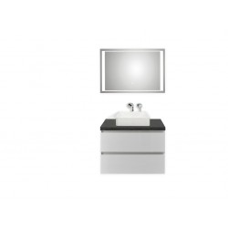 Pelipal badkamermeubel met luxe spiegel en opbouwwastafel BaliHPL80 - wit/zwart schiefer