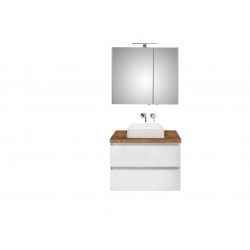 Pelipal badkamermeubel met spiegelkast en opbouwwastafel BaliHPL80 - wit/ribbeck eiken