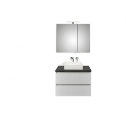Pelipal meuble de salle de bain avec armoire miroir et vasque à poser BaliHPL80 - blanc/ardoise noire