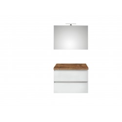 Pelipal meuble de salle de bain avec miroir sans vasque BaliHPL80 - blanc/chêne foncé