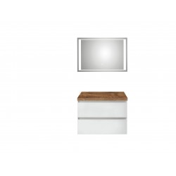 Pelipal badkamermeubel met luxe spiegel zonder wastafel BaliHPL80 - wit/ribbeck eiken