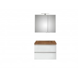 Pelipal meuble de salle de bain avec armoire miroir sans vasque BaliHPL80 - blanc/chêne foncé
