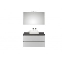 Pelipal meuble de salle de bain avec miroir et vasque à poser BaliHPL100 - blanc/gris foncé
