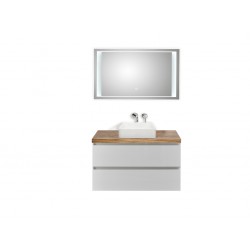 Pelipal badkamermeubel met luxe spiegel en opbouwwastafel BaliHPL100 - wit/licht eiken